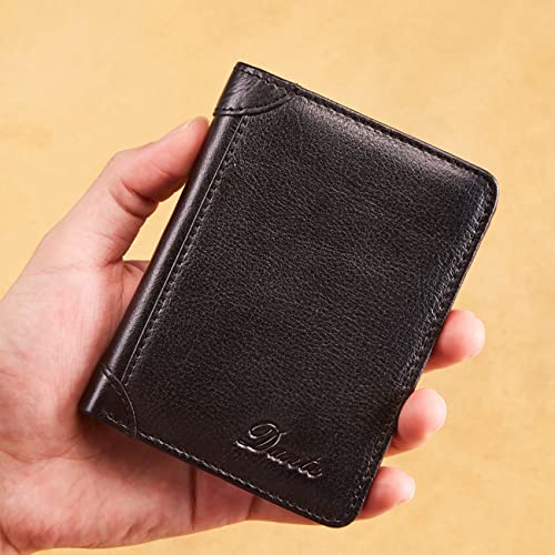 Vintage Genuine Leather Wallet for Men Stylish RFID Blocking Trifold Wallets Credit Card Holder Slim Wallet (Black)2