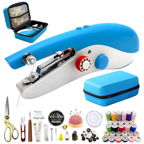 Portable Handheld Sewing Machine with 110 PCS Sewing Kit & Blue...