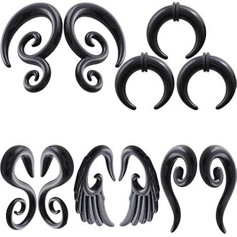 IPINK-5 Pairs Acrylic Spiral Snail Taper Plugs Tunnel Ear Stretcher Expander Kit Plugs 14-00 Gauges Cover