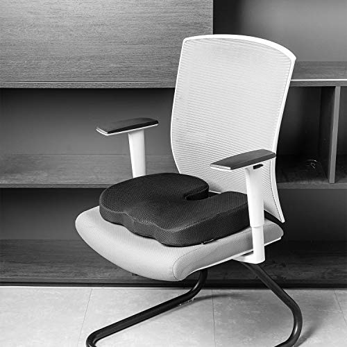 Image of Amazon Basics Comfortable Seat Cushion for Office Chairs, Enhanced Memory Foam with Cooling Gel, Non-Slip, Long Sitting Support, Black