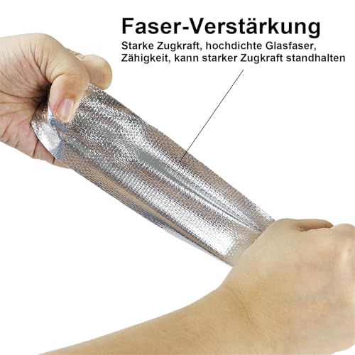 BOMEI PACK Netzverstärkt Aluminium Klebeban 50mm x 20 m, selbstklebendes Alu-Klebeband-Aluband, Wasserdichtes- und hitzebeständiges Band zum Versiegeln, Reparieren und Isolieren