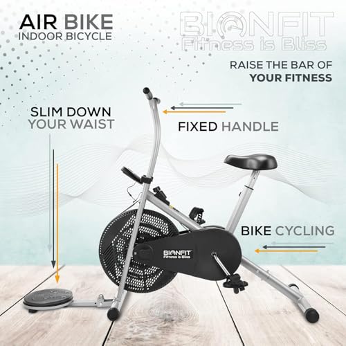 Image of BIONFIT Exercise Bike for Home Gym | Fixed Handle Gym Cycle for Men Women, Cardio Exercise with Twister, Digital Display, Max Weight: 120 Kg
