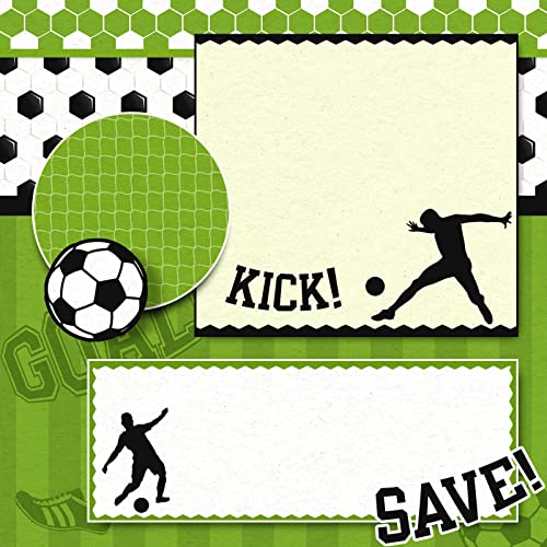 Whaline 24 Sheet Soccer Pattern Paper 30 X 30Cm Soccer Ball Field Scrapbook Paper Double-Sided Sport Decorative Craft Paper Folded Flat For Diy Background Card Making Junk Journal Supplies, 12 Design #TOP5