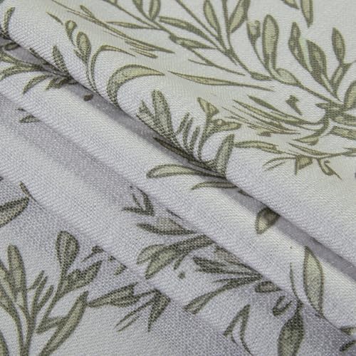 Image of TWOPAGES Pinch Pleat Leaf Print Cafe Curtains, Dove Grey, 52W x 36L