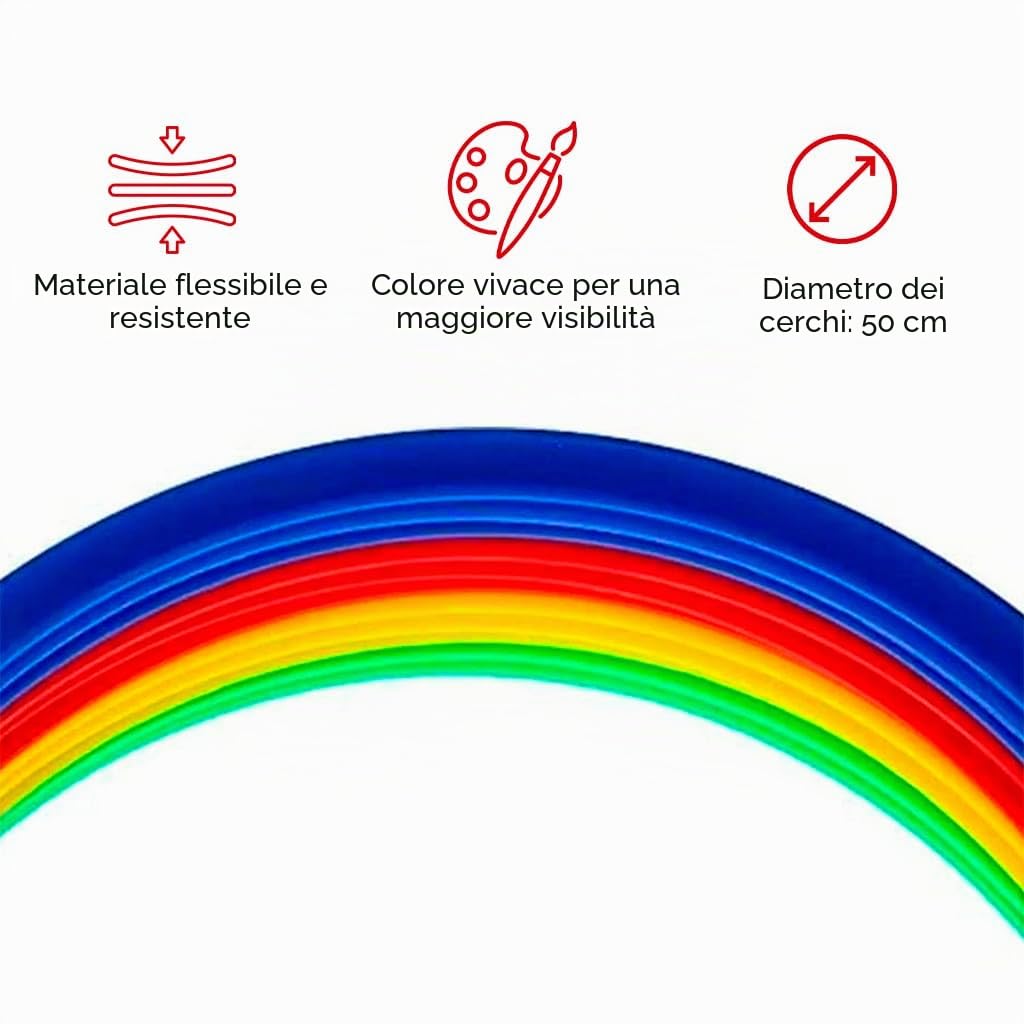CANNON Set di 12 cerchi da allenamento, 50 cm, per agilità e calcio