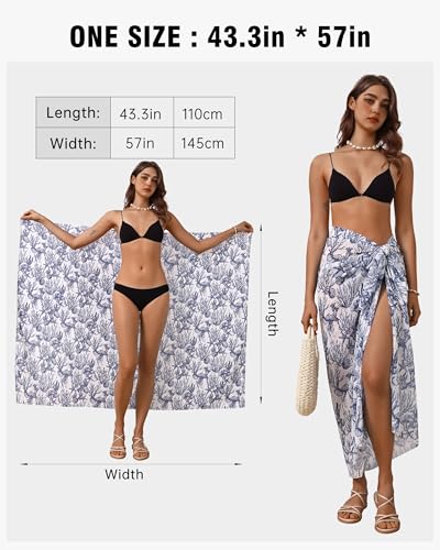 Image of Eicolorte Womens Beach Cover Up Chiffon Sheer Bikini Beach Swimsuit Coverup Sarong Pareo Wraps for Women