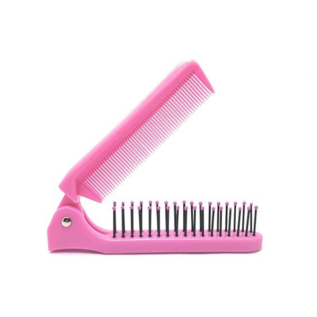 Scarlet Line Compact Travel Friendly Folding Pocket Comb Double Sided Portable Mini Pocket Hair Brush Foldable Pocket Kangi for Hair Styling_Pink-image-6