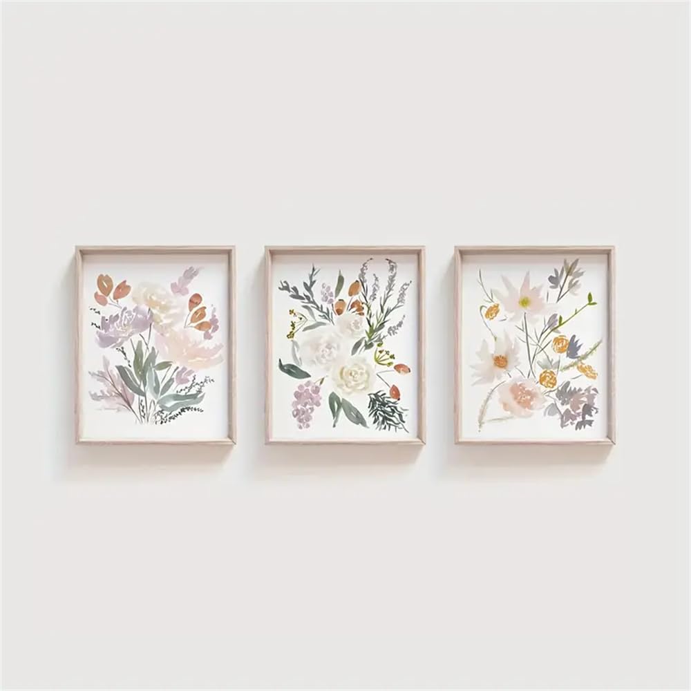WBYZAC Botanical Posters-Abstract Floral Print Wall Art Wildflower Art Botanical Art Nursery Decor Flowers Painting Canvas Wall Art Living Bedroom Kitchen-60 * 70cm*3PCS (No Frame)