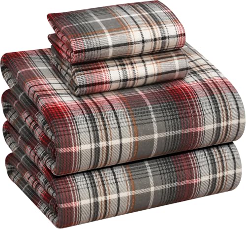 RUVANTI Flannel Sheets Split King Size - 100% Cotton Brushed Split King Bed Sheets Set - Deep Pockets 16 Inches - All Seasons Breathable & Extra Soft - Warm & Cozy, 5 Pieces, Halloween Check