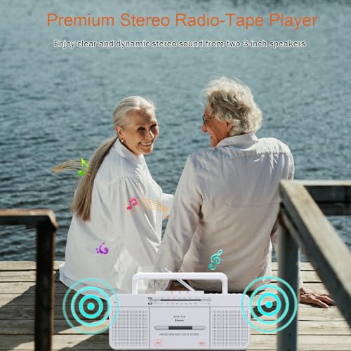 Cassette Player Boombox, Portable AM/FM Radio Stereo with Bluetooth, USB, Dual Big Speaker, Earphone Jack, Record to Cassettes/USB via Mic,Cassette to MP3 Converter,AC/DC Powered by WISCENT - Image 8
