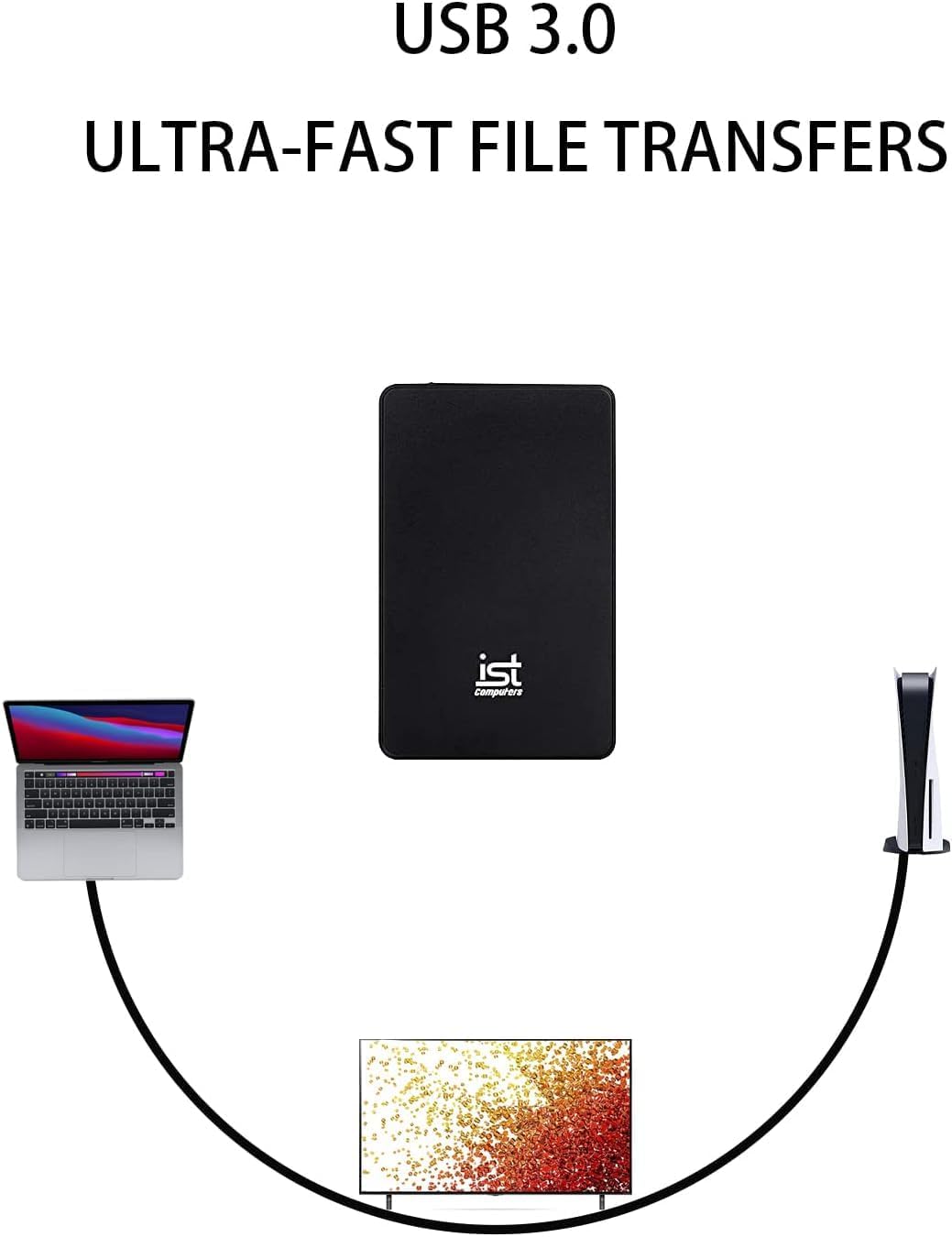 ist computers Ultra Slim 500GB Portable External Hard Drive, USB 3.0, Black, for Mac and PC Computer Desktop Workstation PC Laptop PlayStation, Xbox One, PS4, PS5 (Black, 500GB) (Pack of 2)