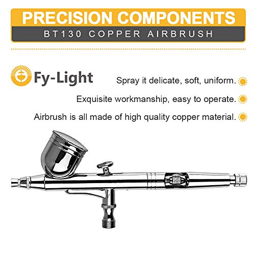 130K Airbrush Kit,Fy-Light Dual Action Air Brush Kit Spray Gun Air Hose with 0.2mm/0.3mm/0.5mm Needle for Complete Set for General-Purpose Art-and-Craft Projects Tattoo Makeup Nail Model-Railroad