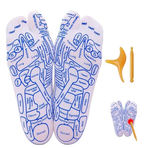 SAEJILL Reflexology Socks with Tools Reflexology Socks Acupressure Socks Massage Socks Foot Massage Socks Relieves Fatigue, Stress and Improves Blood Circulation (Large)