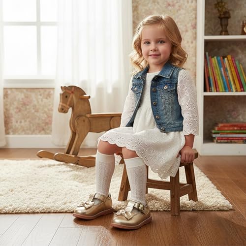 Image of Flaryzone Toddler Little Girl Mary Jane School Uniform Oxfords Flat Dress Shoes