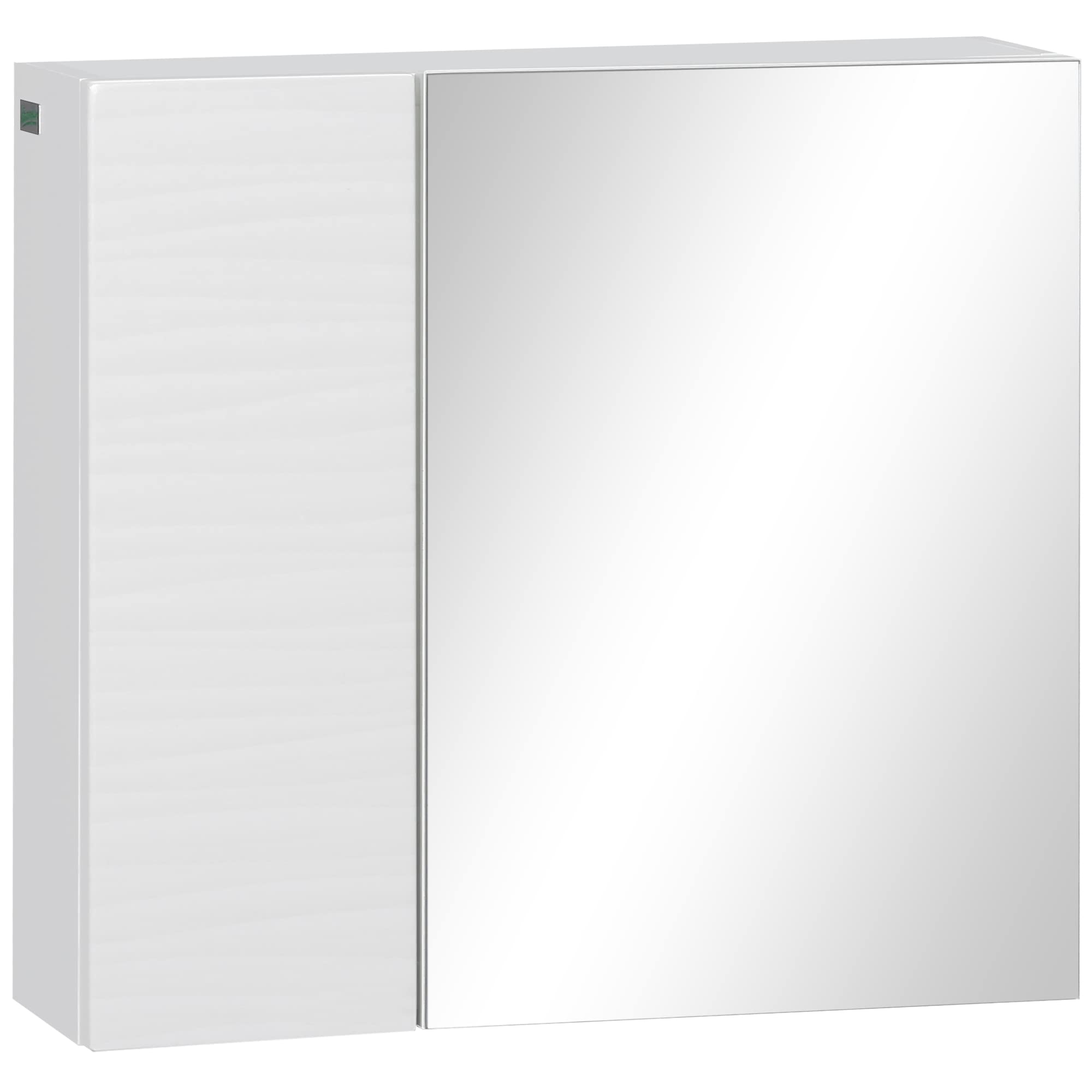 Kleankin Bathroom Mirror Cabinet, Double Door Wall Mounted Storage - White