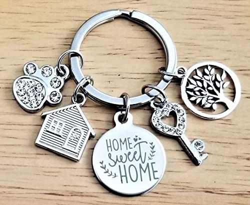 House Keychain Home Sweet Home Homeowner Gift Housewarming Gift Realtor Real Estate Broker Loan Officer Gift House Key Family Pet Tree Charm Keyring #TOP2