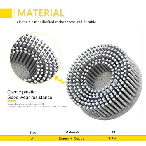 Image of Tools 2 Inch Bristle Disc Grit 120#(White) with 2 inch Shank Attachment Abrasive Coating Removal Disc for Metal