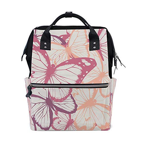 Preisvergleich Produktbild Lafle Mumien-Rucksack, Schultasche, Handgezeichnete Schmetterlinge, multifunktional, große Kapazität, Wickeltasche, Tragetasche für Damen und Herren