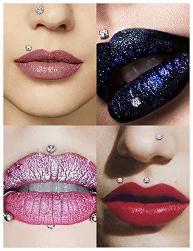 16G Flat Back Earrings Nose Studs 316L Surgical Steel Medusa Labret Monroe Lip Ring Tragus Forward Helix Conch Cartilage Lobe Earrings Stud Piercing Jewelry For Women Men Silver Gold4