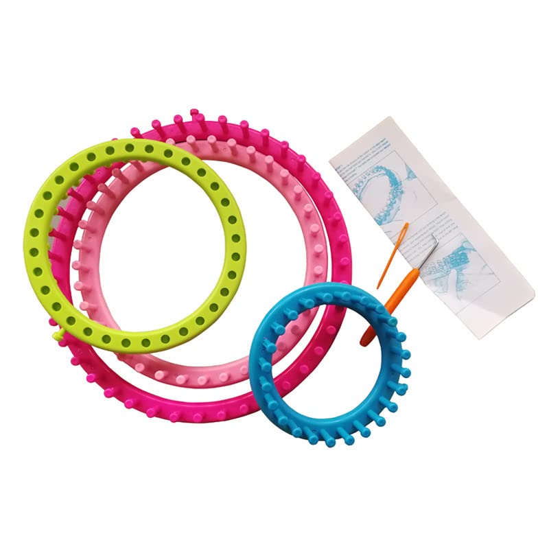 Telares De Tejer,Kit De Tejer Telar 4 Tamaño / 1 Set Bricolaje Kit de herramientas plástico círculo redondo creativo sombrero bufanda suéter círculo telares tejer de punto a mano