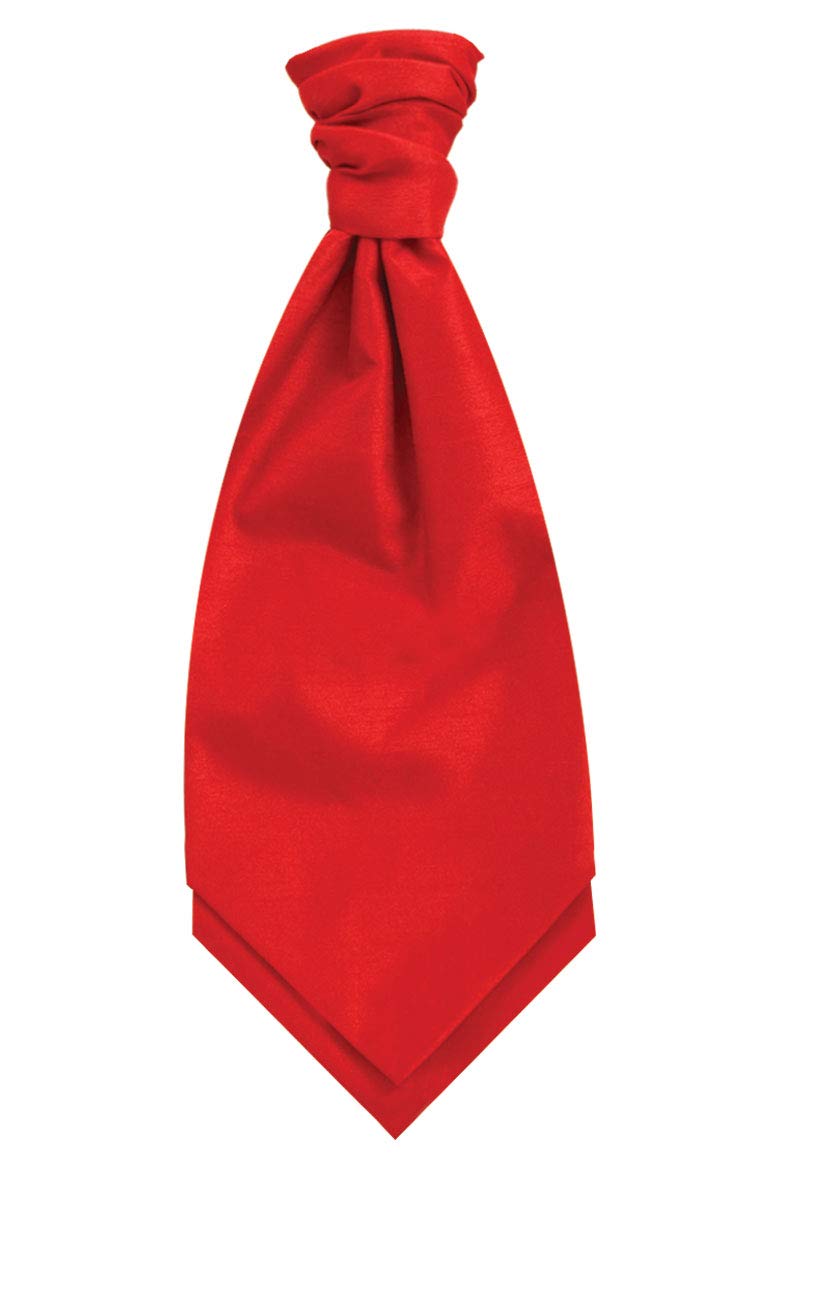 Dobell Mens Red Cravat Dupion Satin-Feel Hand-Tied