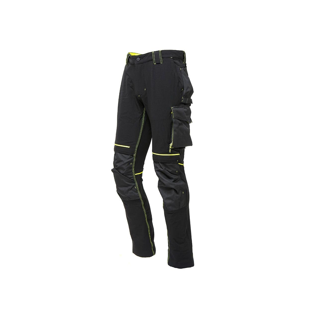 Pantalone U-Power Performance, Modello Atom, Slim Fit Elasticizzato, con Multi_tasche Frontali e Laterali, Tessuto Traspirante, Elastico in Vita, Cerniera di Chiusura (BLACK CARBON_S)