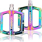 Bllgsea MTB Bicycle Pedals BMX Mountain Bike Metal Pedals Foot Platform Cycling Non-Slip Sealed Bearing Lightweight Ultralight Aluminum Alloy Electroplating Colorful Hollow Bicycle Accessories