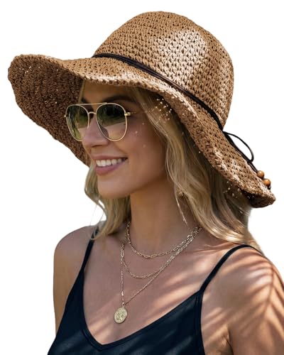 Hat Hut Floppy Beach Hat Crochet Straw Sun Hats for
