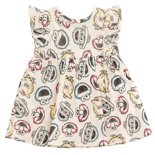 Image of Sesame Street Cotton Gauze Matching Family Outfits Dress & Romper & Shorts Set Newborn to Little Kid Sizes (Newborn - 7-8)