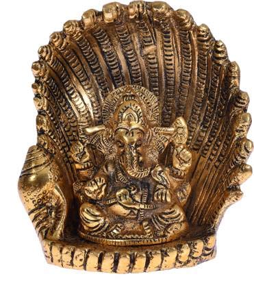 Fashion BizzFashion Bizz Ganesha Idol |Ganesh Bhagwan Statue| Hindu God |Ganpati Murti for Home |Pooja |Entrance |Decor |Good Luck |Vastu Decorative Showpiece - 14 cm (Metal, Gold)