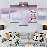 SIGNWIN 5 Panel Canvas Wall Art Birds Closeup Multicolor Photography Realism Relax/Calm Romantics for Home Decorations Ready to Hang - 60