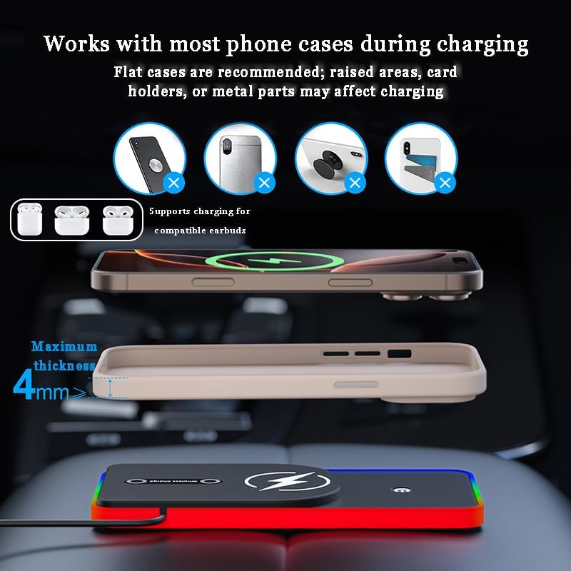 Car Charging Pad for Lincoln Navigator Black Label 2018–2025, Non-Slip Charging Mat with Soft Ambient Light, Steady Charging Surface, Plug & Play Use for Daily Driving,B USB