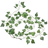 XIAOL 6.5ft Artificial Fake Ivy Vine Leaves, 1Pcs Hanging Plant Greenery Garlands,Fake Creeper Leave