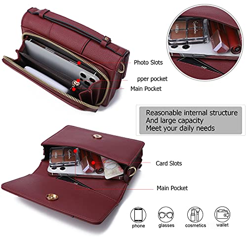 Myfriday Leather Soft Crossbody Handbags For Women, Flap Zip Women's Crossover Bag #TOP2