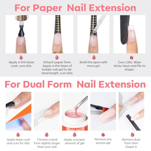 Image of modelones Gel Builder for Nails, 2oz Nude Pink Hard Gel - High Hardness for Nail Extensions, Sculpting,Overlays & Apex Building, Self-Leveling 10-in-One U V /LED Cured, Home & Salon DIY Art Manicure