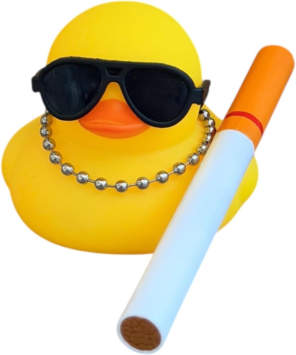 DUCKSIE & DUCKLEY Smoking Rubber Duck Figurine with Cigarette Accessory & Stylish Details - Novelty Collectible Decorative Duck Display Piece for Home Decor, Desk and Shelf Decoration