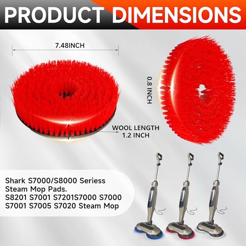 Image of 2Pack S7001 Upgraded Mop Pad Replacement Brush Heads for Shark Steam Mop S8201 /S7000Series Pads | Professional Cleaning and Polishing | for Tile Floors Grout Deep Cleaning Hard Floors (Blue)