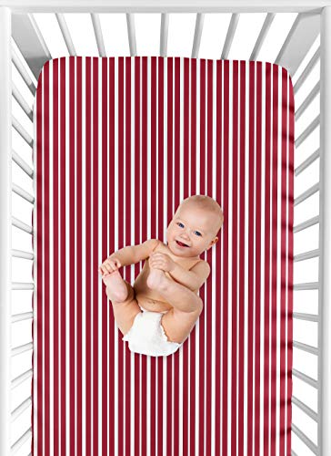 Vintage Aviator Fitted Crib Sheet For Baby And Toddler Bedding Sets By Sweet Jojo Designs - Red Stripe Print #TOP3