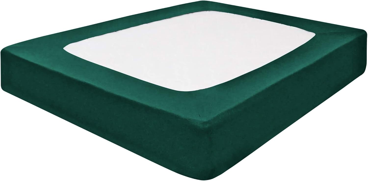 Box Spring Cover Full Size, 100% Egyptian Cotton Wrap Around 4 Sides Bed Skirt for Hotel & Home, Fits Box Springs up to 21” - Full, Teal Green