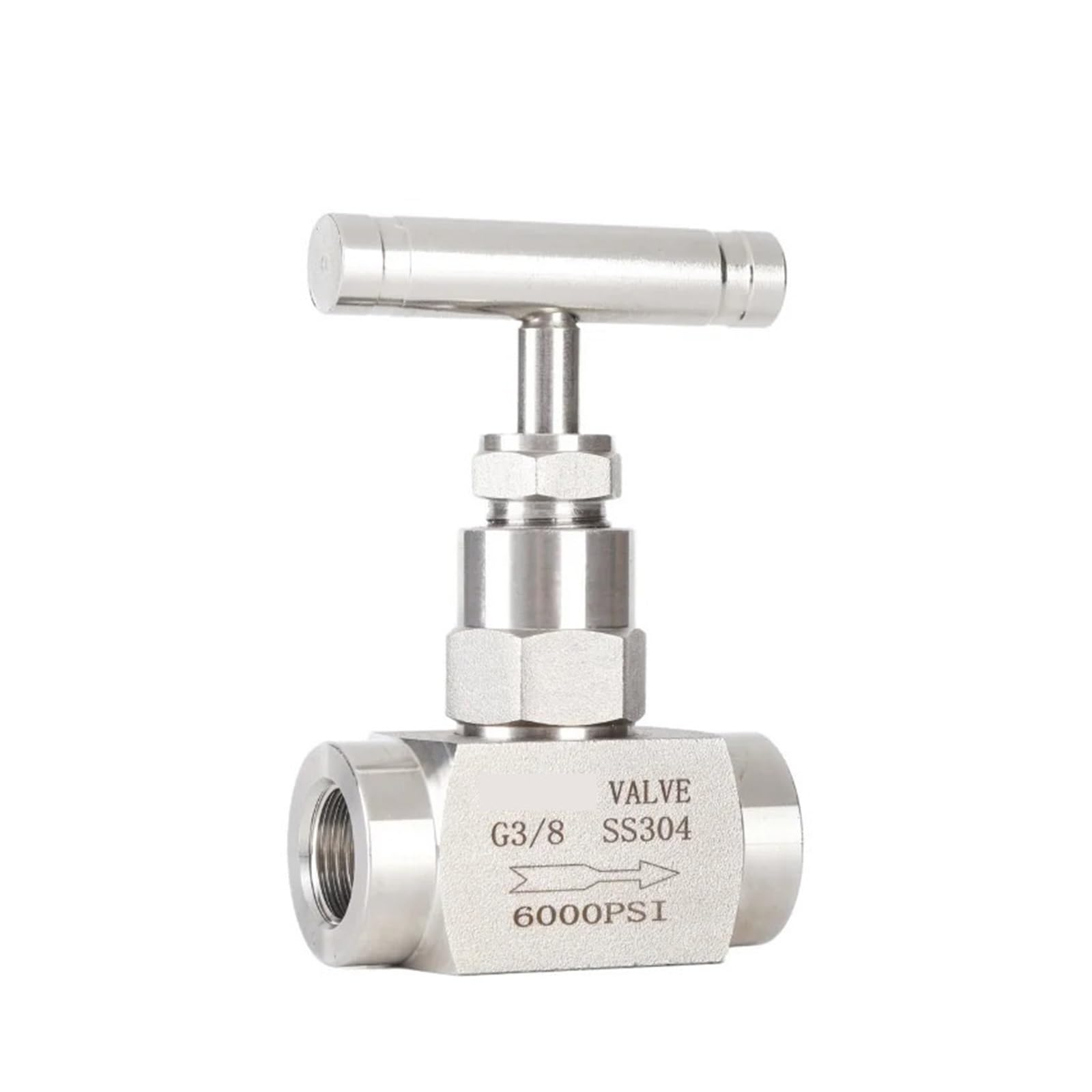 Válvula de aguja en acero inoxidable de 3/8 con rosca NPT de 6000Psi