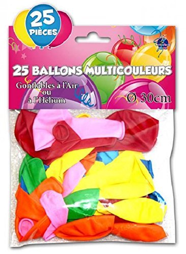 25 BALLONS BAUDRUCHES - DECO SALLE - Haute qualité - Garantie air et hélium (MULTI-COLOR)