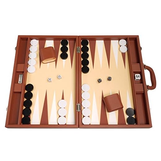 19-inch Premium Backgammon Set - Large Size - Desert Brown Board