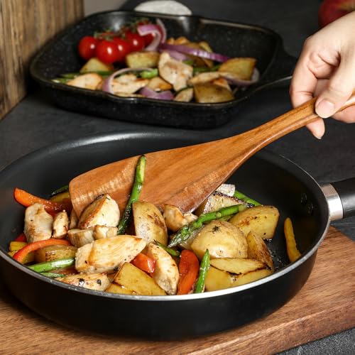 Wooden Spoons for Cooking, 12 Pcs Teak Wood Kitchen Utensils Set with Spoon Rest - Nonstick Heat Resistant Wooden Cooking Utensils, Natural Healthy Spatula Set for Pots and Pans - Image 6