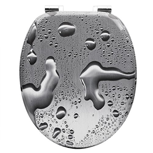 WOLTU Abattant WC Couvercle WC en bois MDF Soft Close avec Frein de Chute pour Couvette en O Siège de Toilette Antibactérien Charnières Zinguées et Inoxyables Ajustables, Montage par-dessous