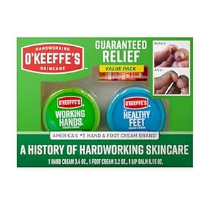 O’Keeffe’s Giftbox Including Lip Repair with Cherry and Vitamin E Oil Stick, Working Hands Jar and Healthy Feet Jar, Gift Idea