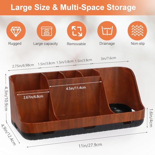 Zahnbürstenhalter für Badezimmer Organizer, elektrische Zahnbürste und Zahnpasta Halter, 7 Slots badorganizer für Badezimmer, Küche und Familie (Red Wood Grain) 6
