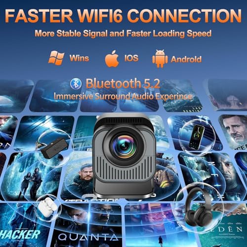 Image of PLAY Art Android 13 4K Decoding 1080 Full HD Inbuilt Speaker Bluetooth ShortThrow Auto Keystone Freestyle 360 Degree flip Portable Projector(Black)