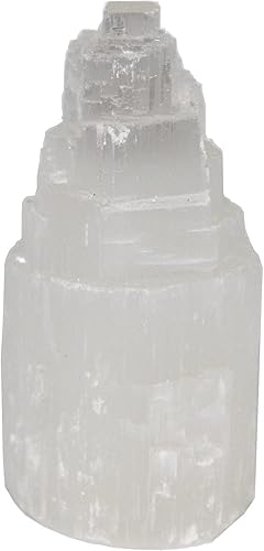 | Rascacielos de selenita | 4 pulgadas de alto | 1 pieza | Cristales y piedras curativas, regalos espirituales para mujeres, reiki, chakra, yoga,