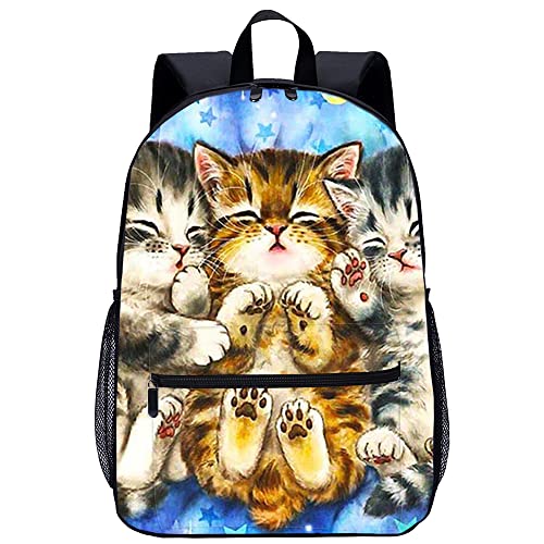 Mochila deportiva de gato animal 3D para viaje escolar y ocio activo