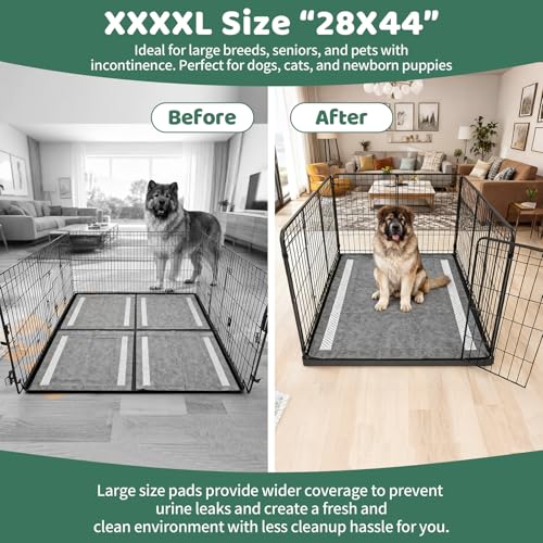 Image of Gimars XXL 28 inchx44 inch 6-Layer Ultra Absorbent Pee Pads for Dogs, Leak-Proof Odor-Control Puppy Training Pads, Quick Dry Black Pet Pads 30 Counts Charcoal